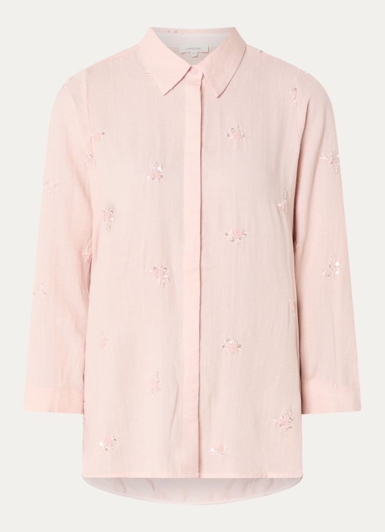 Expresso Dames Blouse met bloemeborduring in de kleur Lichtroze