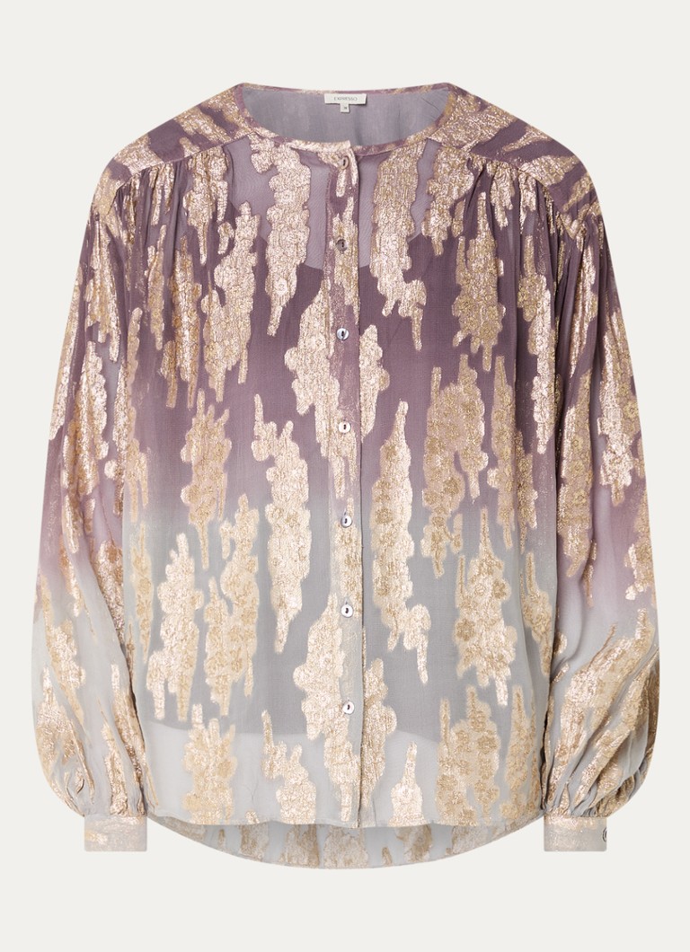 Expresso Dames Semi-transparante blouse met lurex in de kleur Grijs