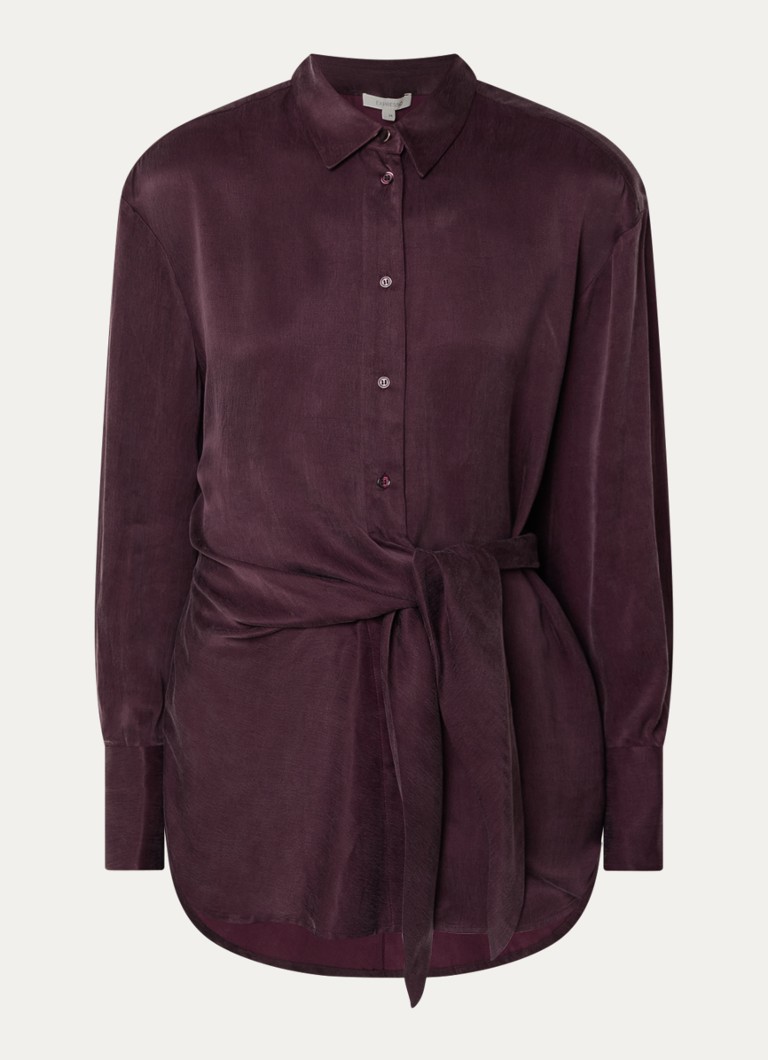 Expresso Dames Blouse met gestrikt detail en glanzende finish in de kleur Bordeauxrood