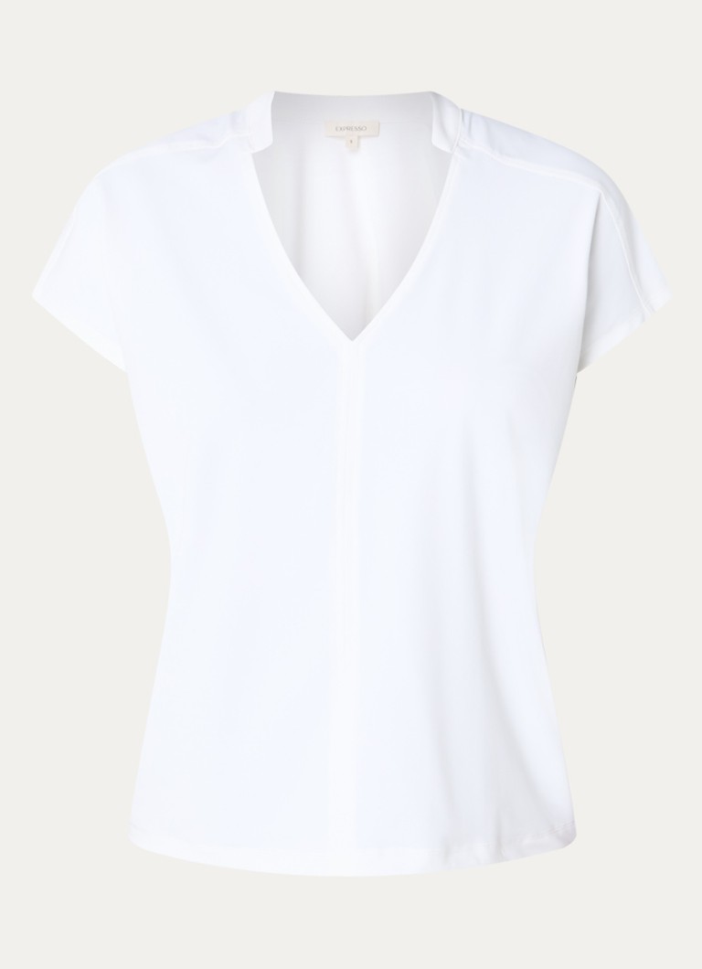 Expresso Dames Noos T-shirt met V-hals in de kleur Wit