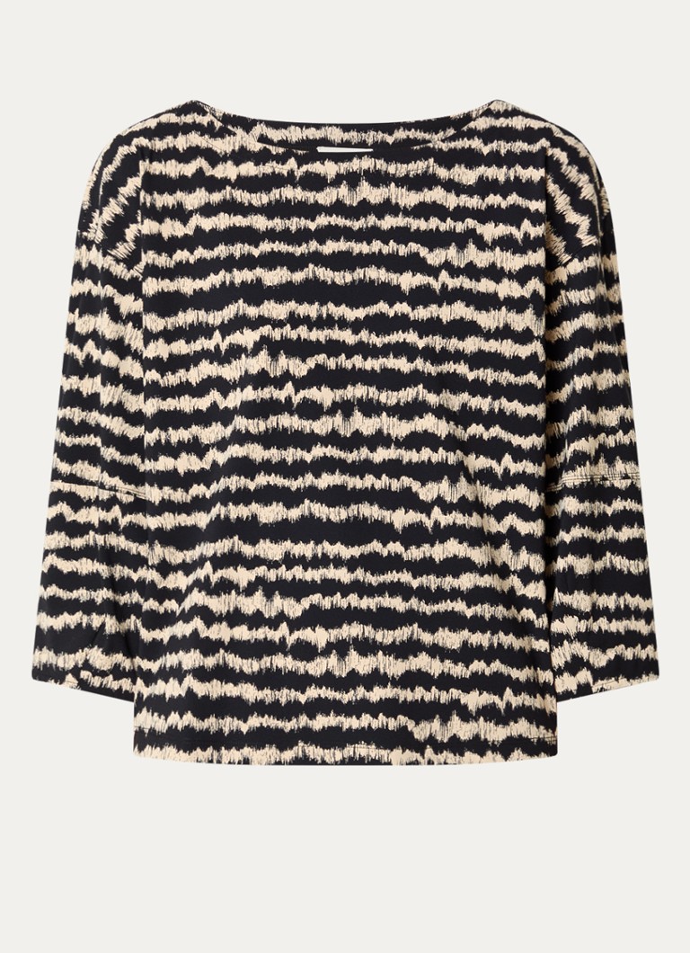 Expresso Dames Top met print en ballonmouw in de kleur Zwart