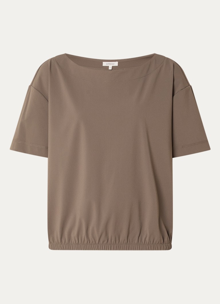 Expresso Dames Travel top met boothals in de kleur Zand
