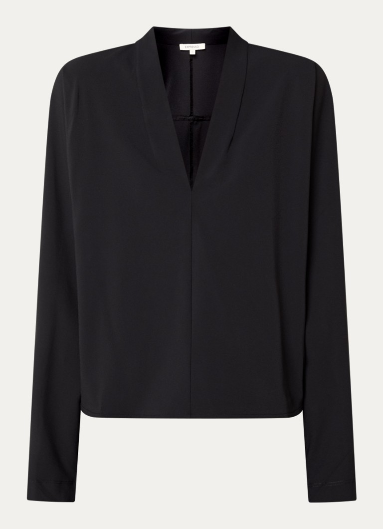 Expresso Dames Top met V-hals in de kleur Zwart