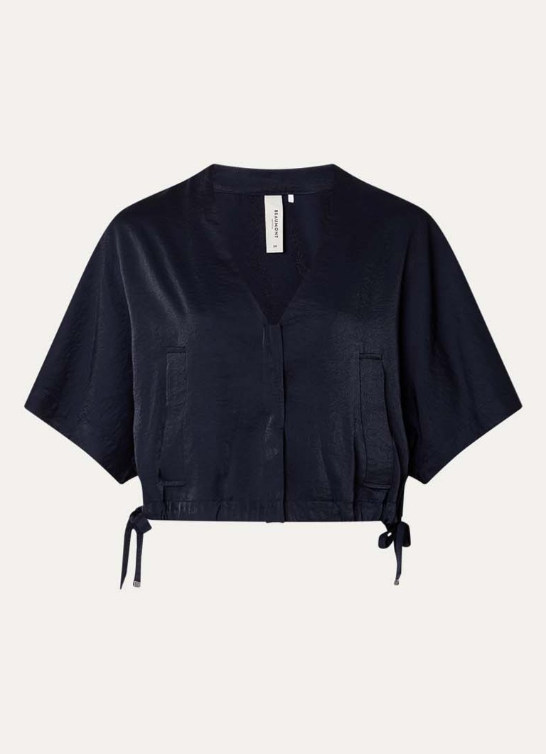 Beaumont Dames Ciro crop top met trekkoord en steekzakken in de kleur Donkerblauw, maat: 40