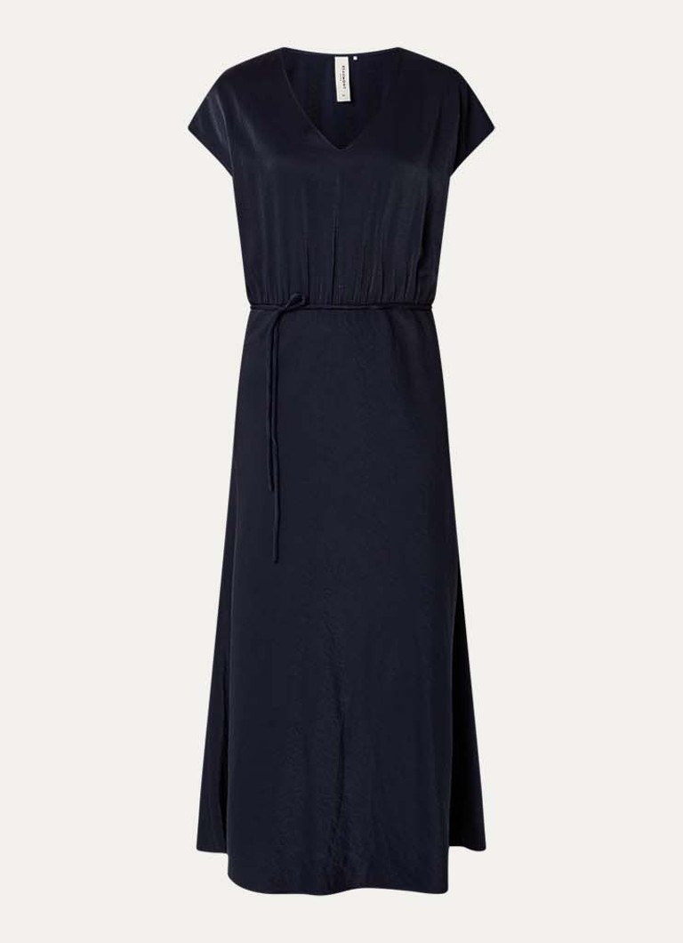 Beaumont Dames Aymee midi jurk met V-hals in de kleur Donkerblauw, maat: 34