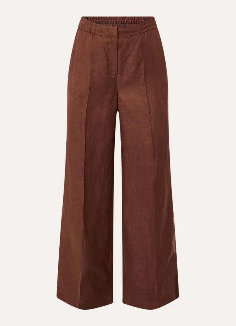 Beaumont Dames Girona high waist wide fit pantalon met elastische band in de kleur Hazelnootbruin, maat: 38