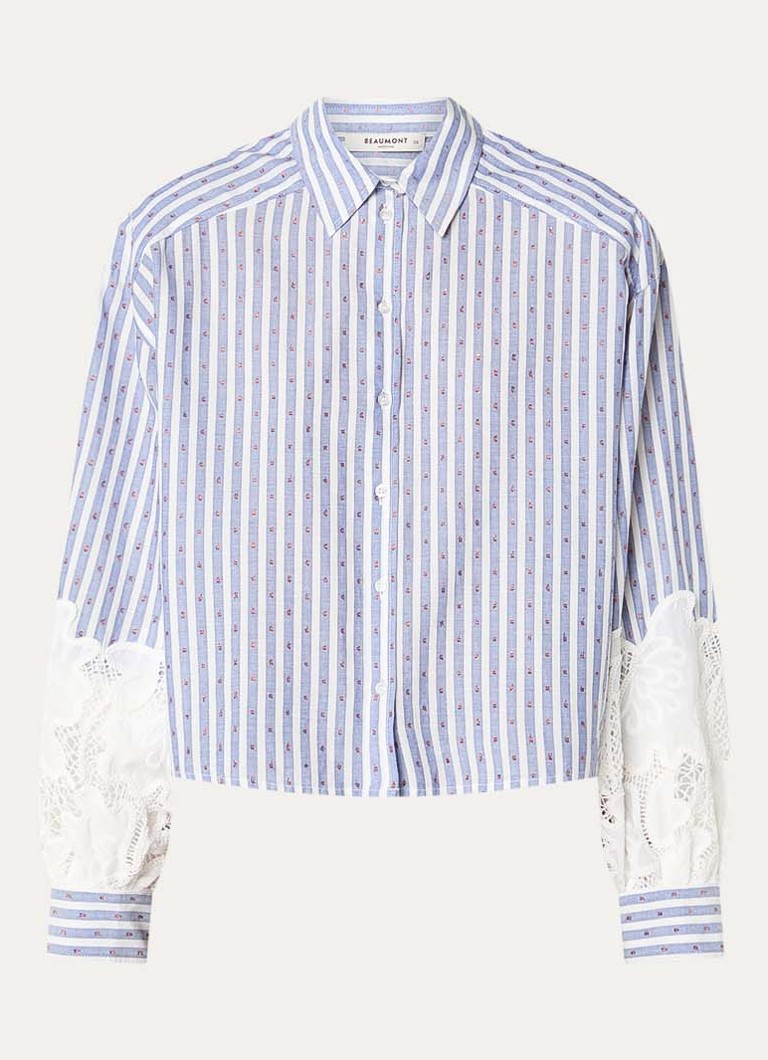 Beaumont Dames Amal blouse met streepdessin in de kleur Lichtblauw, maat: 44