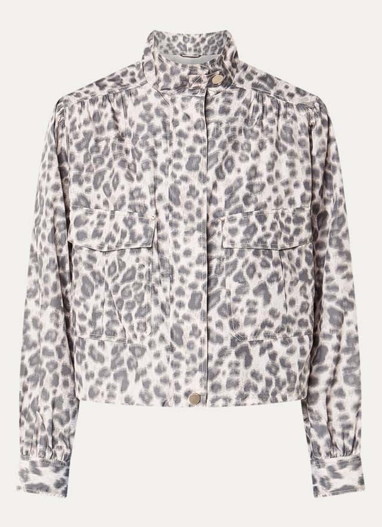 Beaumont Dames Darcy jack met panterprint en klepzakken in de kleur Grijs, maat: 38