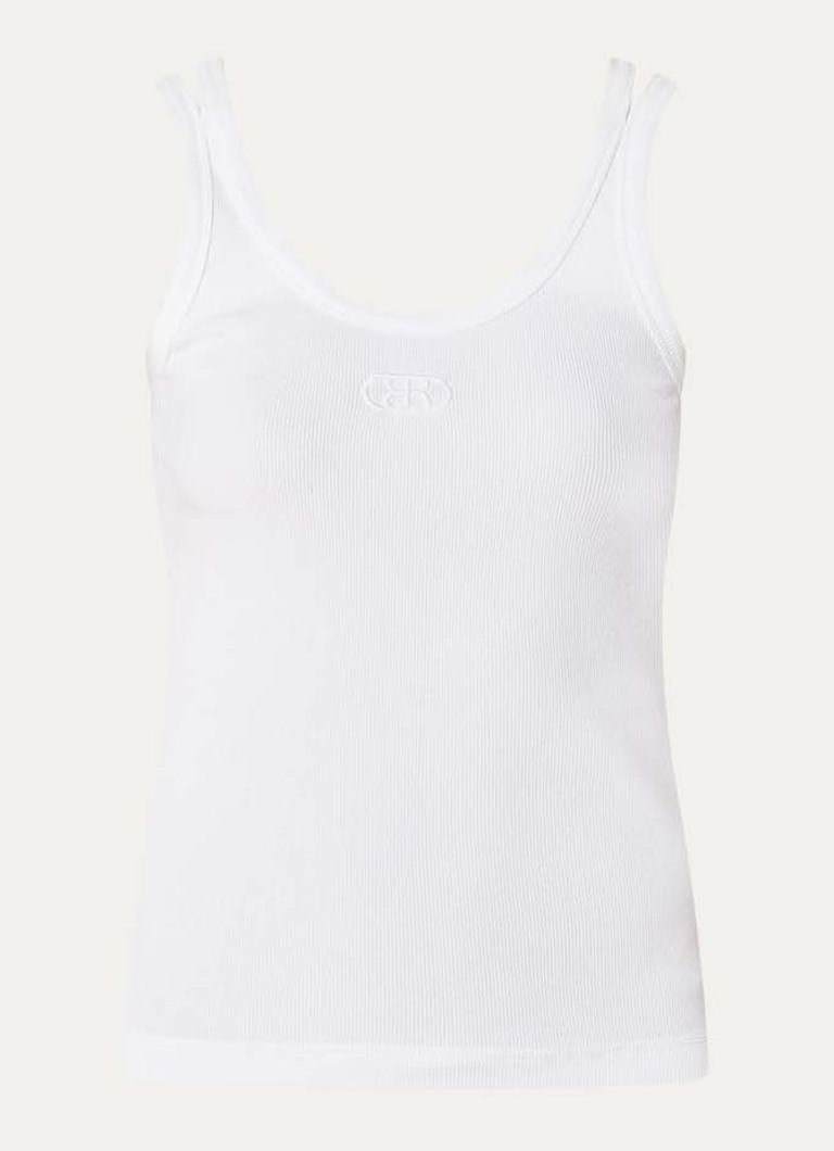 Beaumont Dames Dax tanktop met logoborduring en cut-out detail in de kleur Wit, maat: M