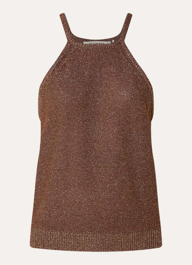 Beaumont Dames Tracy grofgebreide tanktop met lurex in de kleur Hazelnootbruin, maat: XS