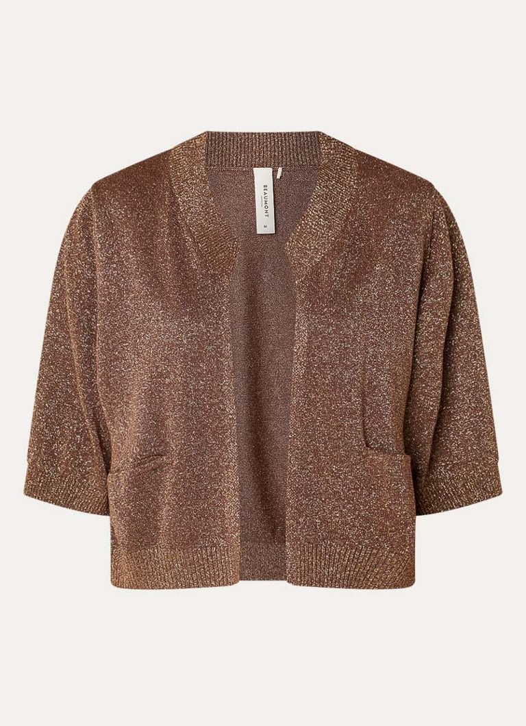 Beaumont Dames Bronte fijngebreide bolero met lurex in de kleur Bruin, maat: M