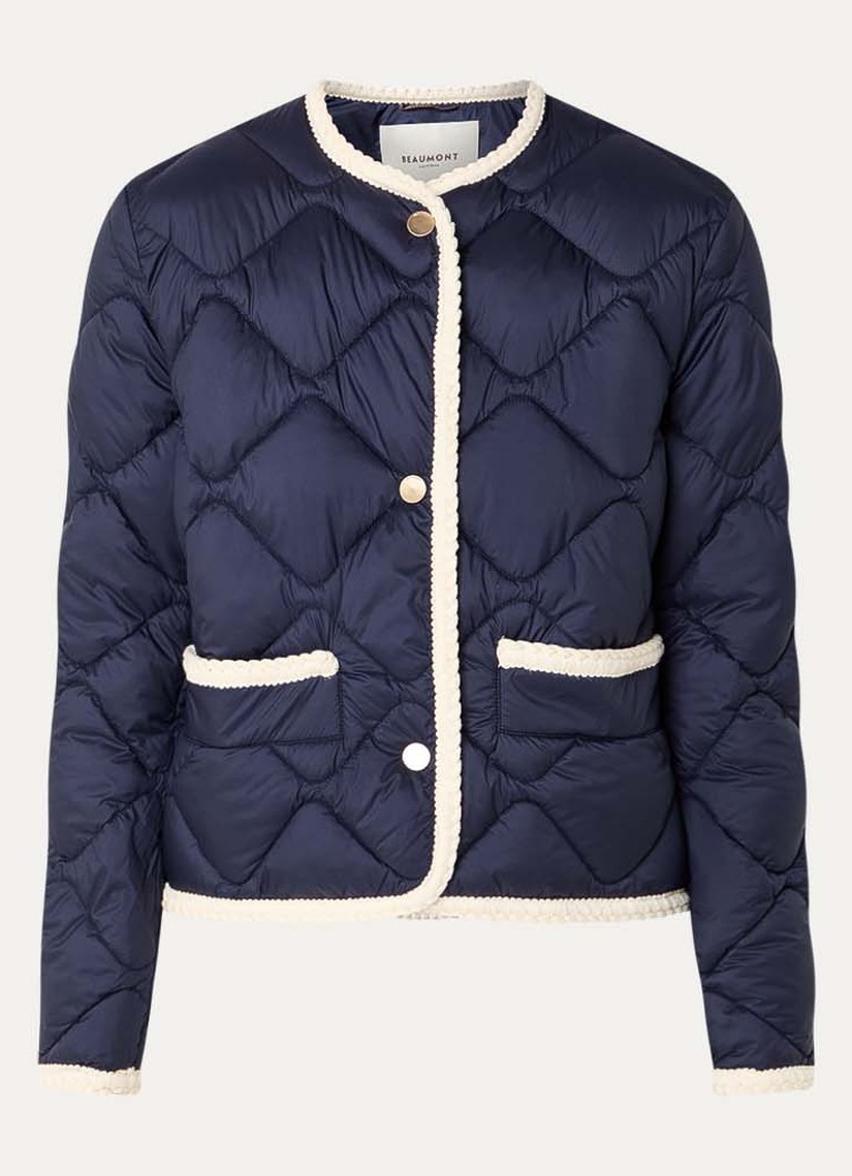Beaumont Dames Heidi gewatteerd jack met quilt patroon in de kleur Donkerblauw, maat: 36