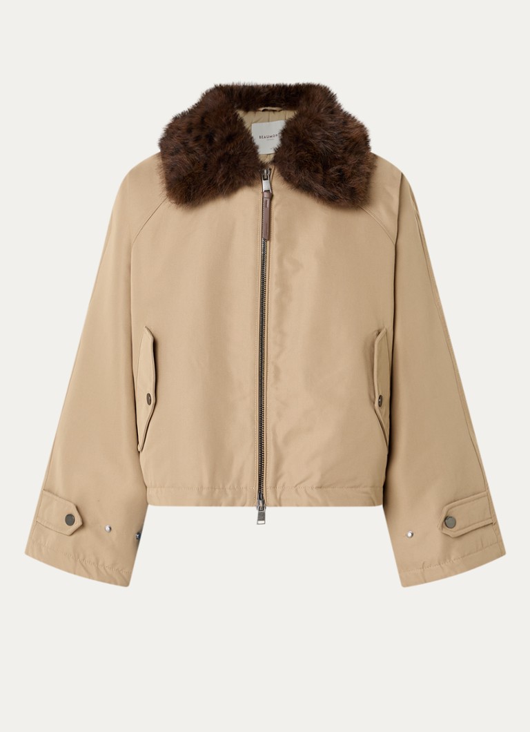 Beaumont Dames Dina trenchcoat met afneembare kraag van imitatiebont in de kleur Zand, maat: 42