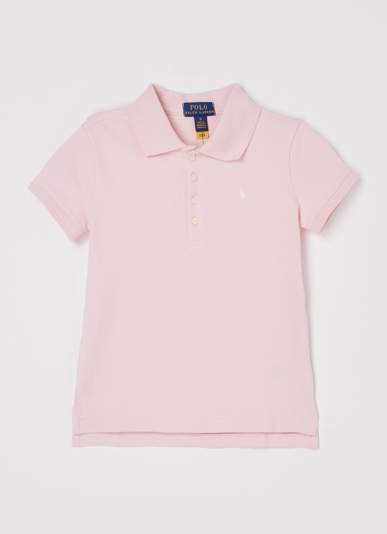 Ralph Lauren Meisjes Polo van piqué katoen met logoborduring in de kleur Lichtroze, maat: M