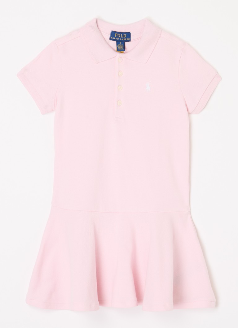 Ralph Lauren Meisjes Jurk van piqué katoen met logoborduring in de kleur Lichtroze, maat: 116