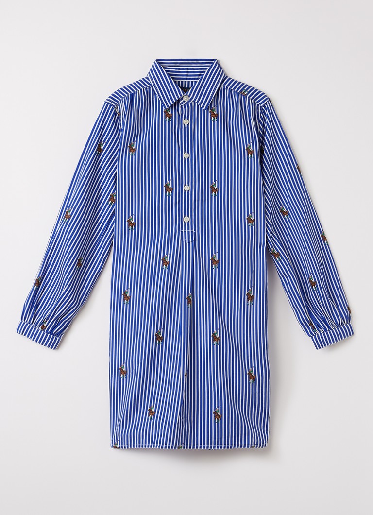 Ralph Lauren Meisjes Blousejurk met streepprint in de kleur Rood, maat: 3J=98