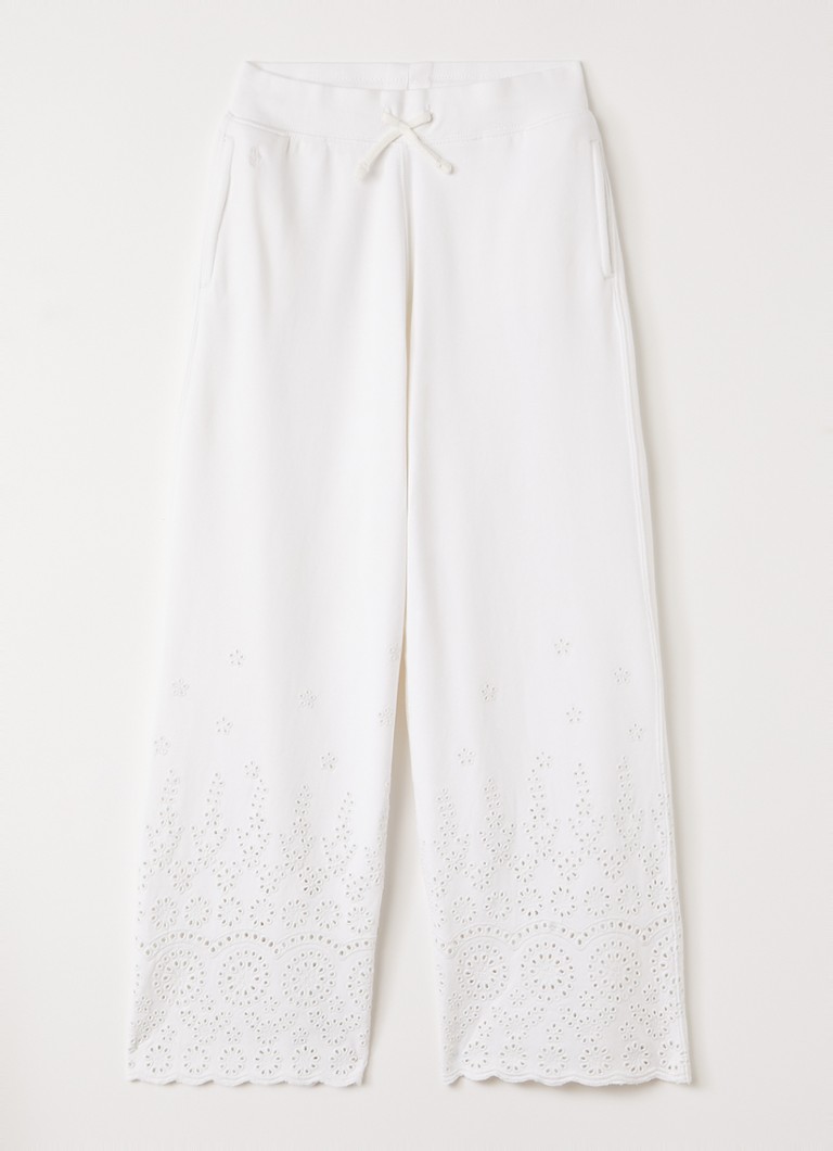 Ralph Lauren Meisjes Wide fit joggingbroek met broderie in de kleur Wit, maat: M=140