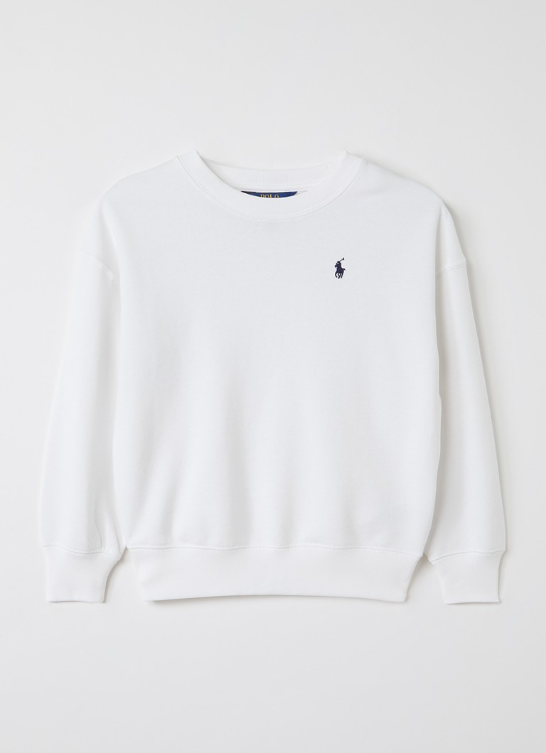 Ralph Lauren Meisjes Sweater met logo- en backprint in de kleur Wit, maat: S=128