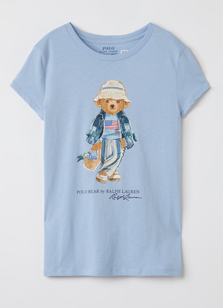 Ralph Lauren Meisjes T-shirt met logoprint in de kleur Lichtblauw, maat: 3J=98