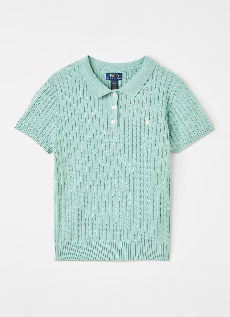 Ralph Lauren Meisjes Kabelgebreide polo met logo in de kleur Mint, maat: L=152