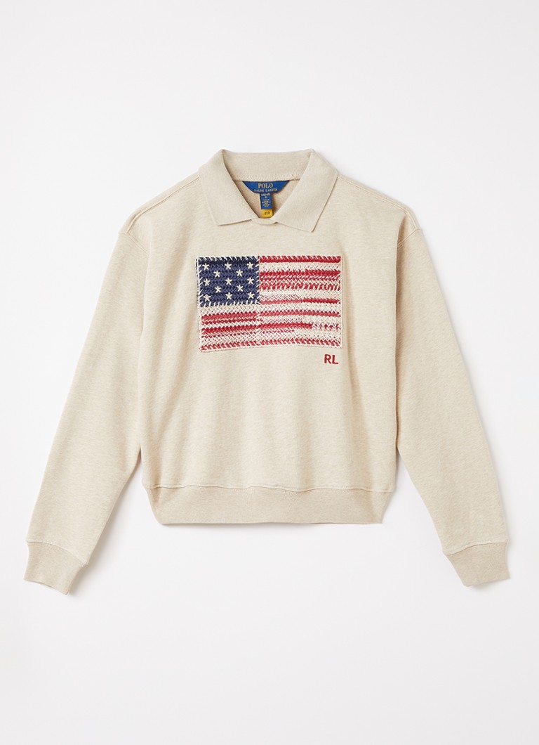 Ralph Lauren Meisjes Sweater met print in de kleur Beige, maat: XL=158