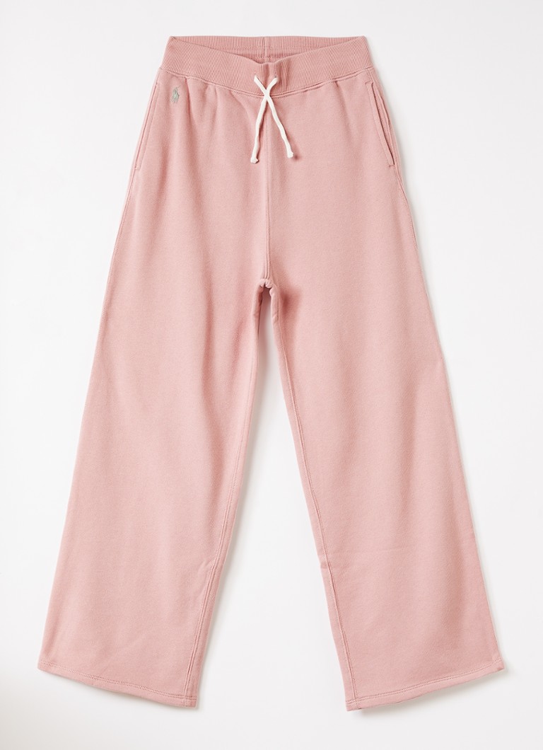 Ralph Lauren Meisjes Wide fit joggingbroek met logo in de kleur Zalmroze, maat: M=140