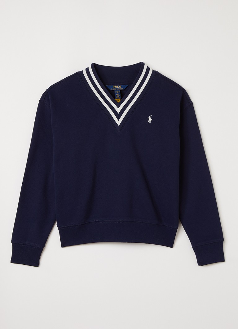 Ralph Lauren Meisjes Pullover met logoborduring in de kleur Donkerblauw, maat: L=152