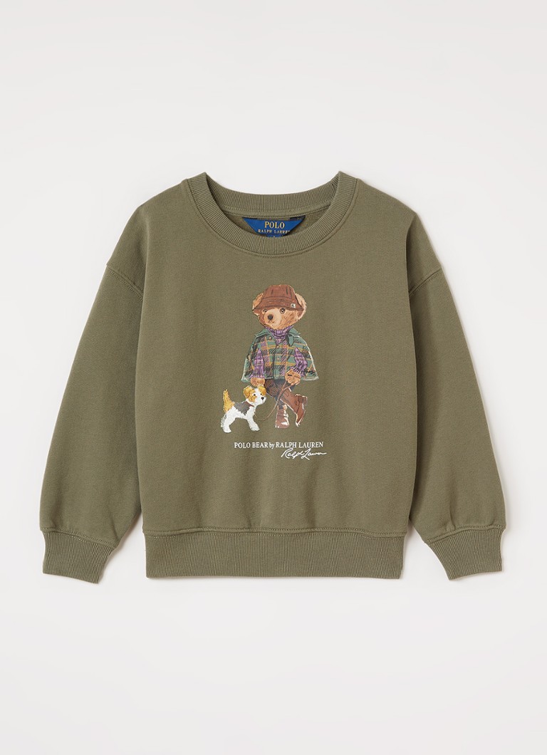 Ralph Lauren Meisjes Sweater met logoprint in de kleur Olijfgroen, maat: 4J=104