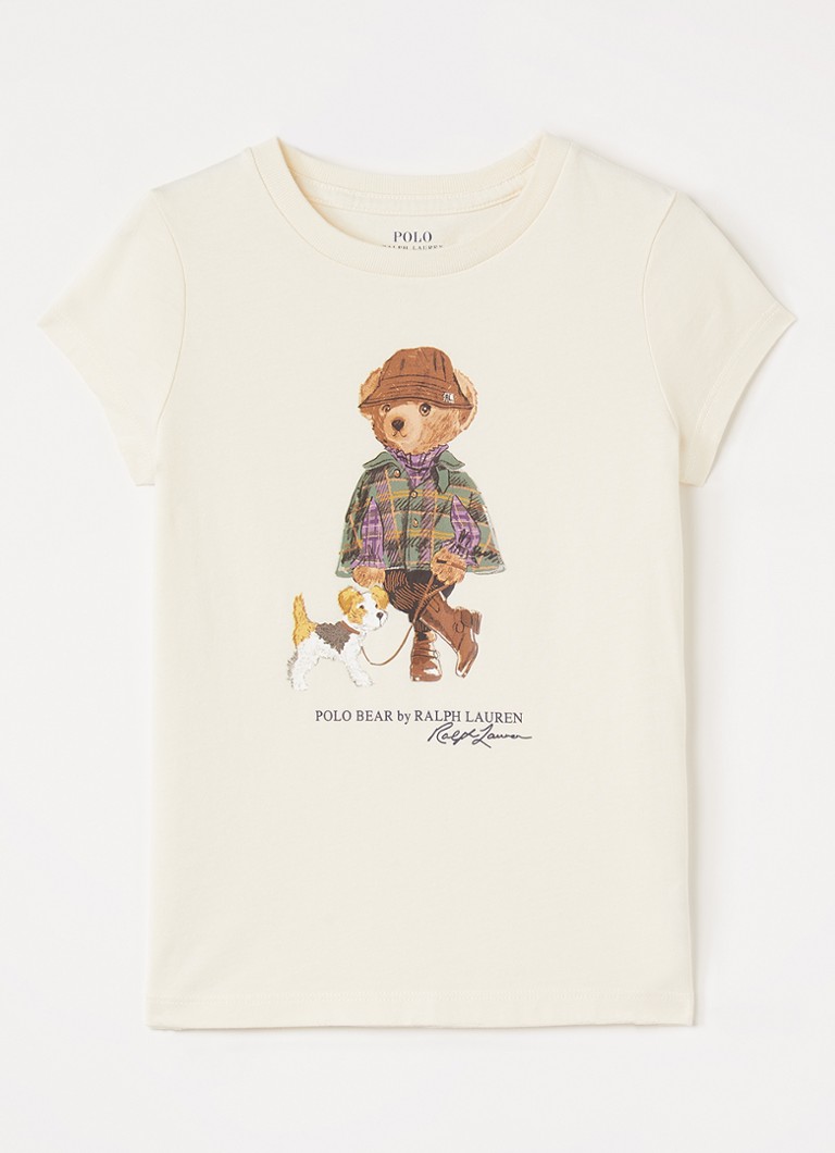Ralph Lauren Meisjes T-shirt met logoprint in de kleur Creme, maat: 4J=104