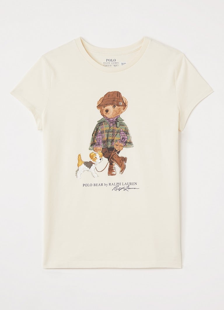 Ralph Lauren Meisjes T-shirt met logoprint in de kleur Creme, maat: XL=164