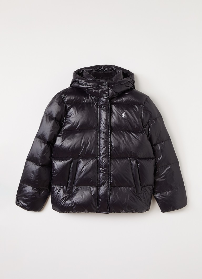 Ralph Lauren Meisjes Puffer jack met logoborduring in de kleur Zwart, maat: S=128