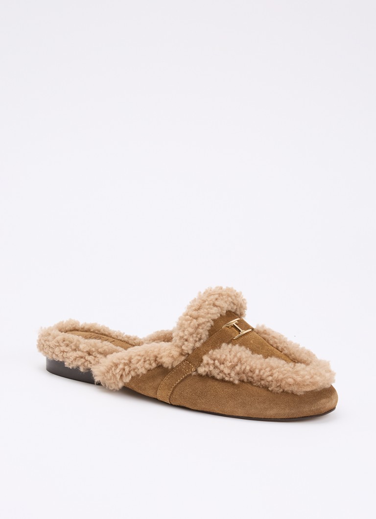 Toral Dames Daphne loafer van suède met details van teddy in de kleur Lichtbruin, maat: 36