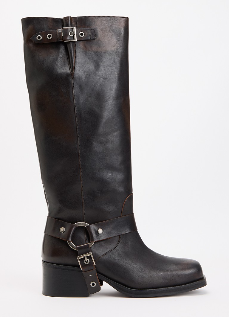 Toral Dames Ronnie Laura biker boot van leer in de kleur Donkerbruin, maat: 40
