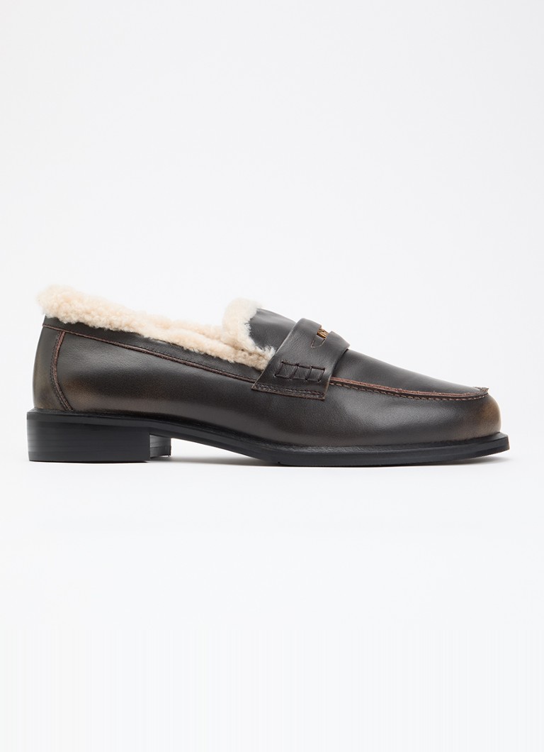 Toral Dames Noa Flo loafer van leer in de kleur Donkerbruin, maat: 41