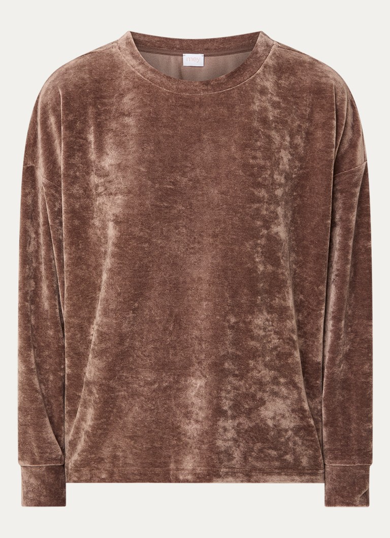 Mey Dames Pyjamatop van fluweel in de kleur Lichtbruin, maat: XL