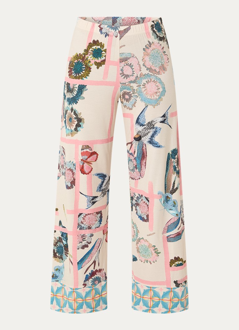 Mey Dames Pyjamabroek met bloemenprint in de kleur Beige, maat: M