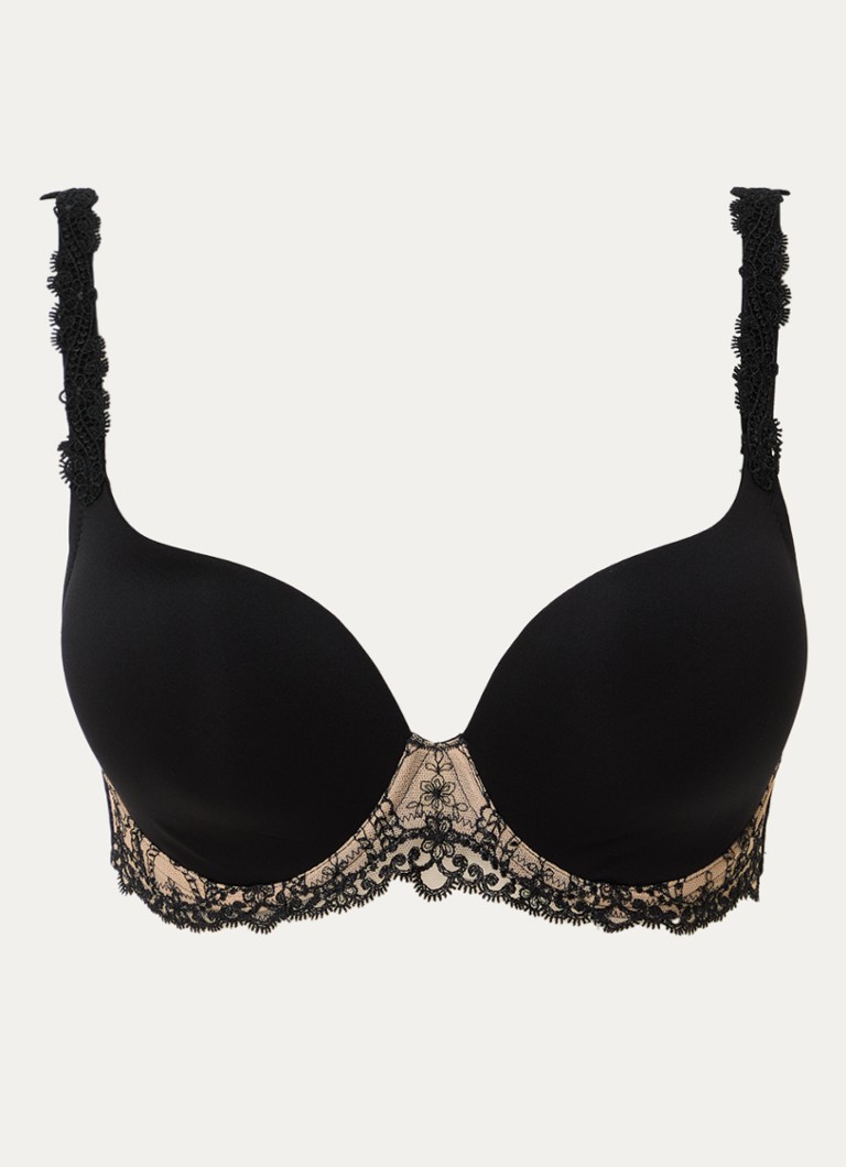 Mey Dames Bi-stretch voorgevormde plunge bh met kant in de kleur Zwart, maat: E85