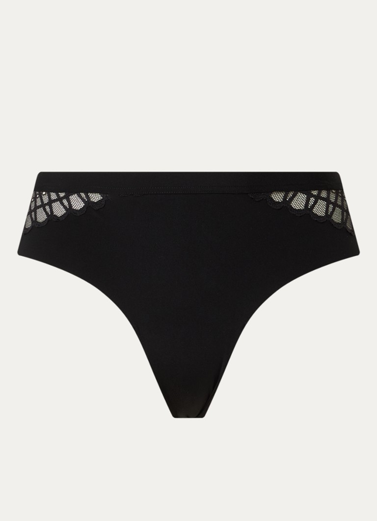 Mey Dames Naadloze hipster met kant in de kleur Zwart, maat: S