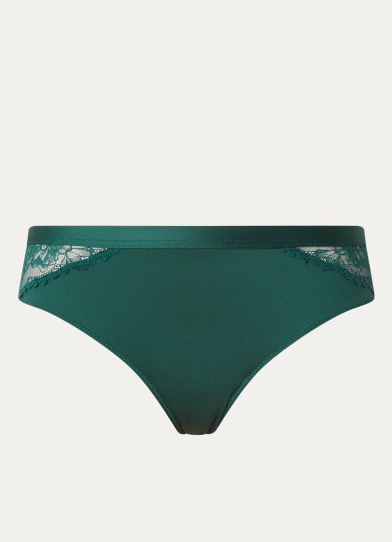 Mey Dames Slip met kant in de kleur Donkergroen, maat: M