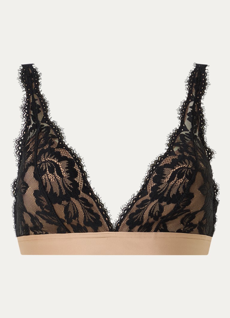 Mey Dames Voorgevormde bralette met overlay van kant in de kleur Camel, maat: S