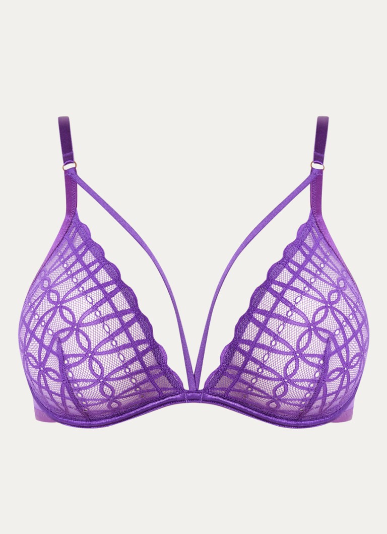 Mey Dames Beugel bh van mesh met borduring in de kleur Paars, maat: C85