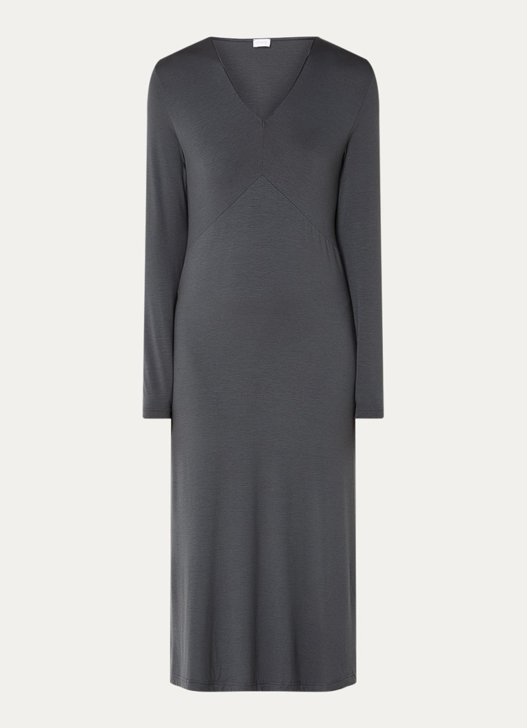 Mey Dames Pure Chic nachthemd met V-hals in de kleur Antraciet, maat: S