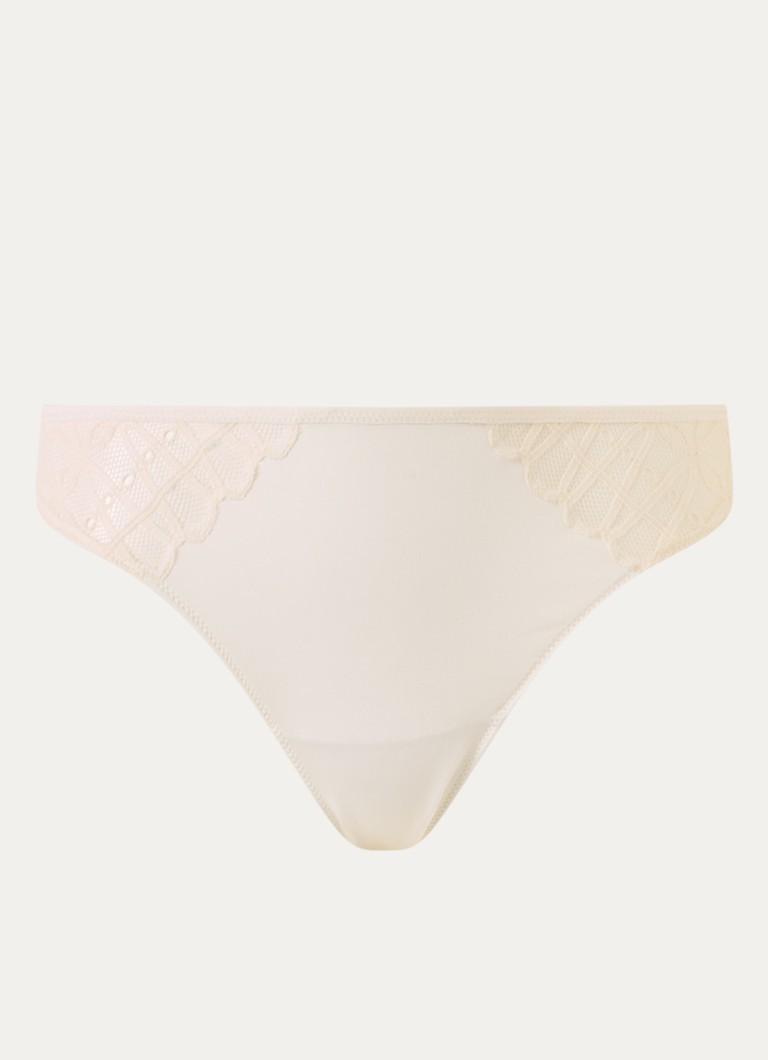 Mey Dames Tanga met kant in de kleur Gebroken wit, maat: M