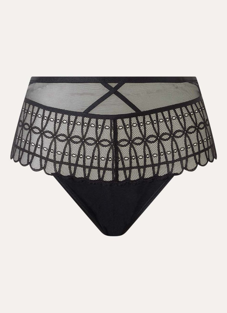 Mey Dames Captivating shorty van kant met mesh in de kleur Zwart, maat: 44