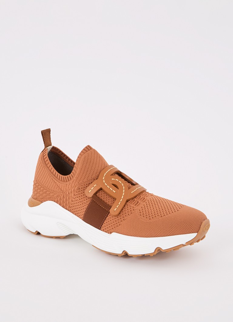 Tod's Dames Kate sneaker met met gebreid bovenwerk in de kleur Roestbruin, maat: 41