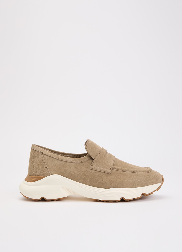 Tod's Dames Mocassino Bordo slip-on van kalfssuède in de kleur Zand, maat: 39