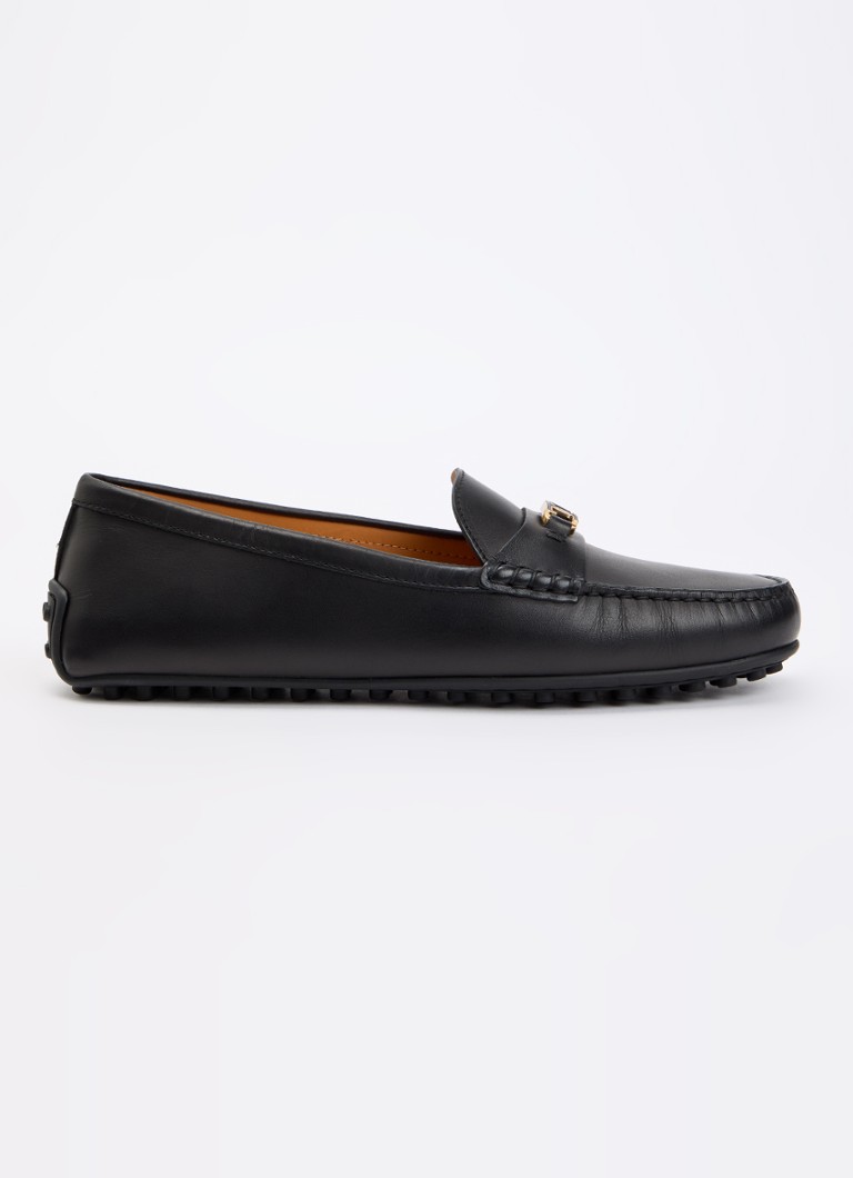 Tod's Dames Gomma mocassin van kalfsleer met logo in de kleur Zwart, maat: 37