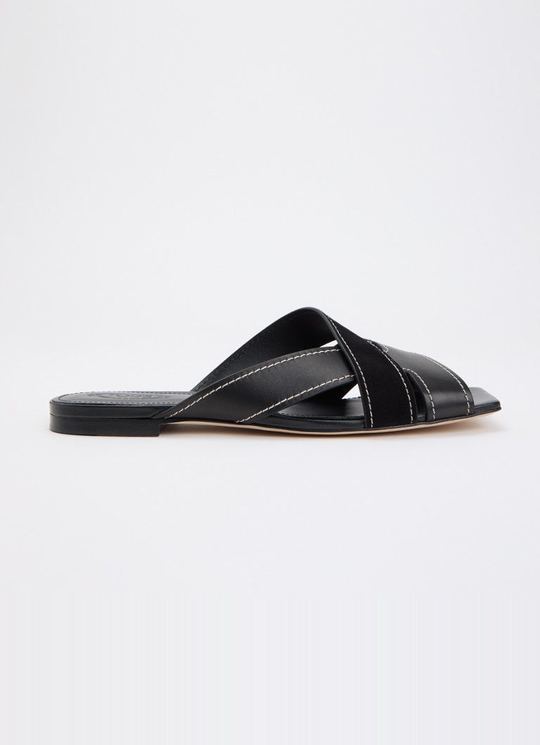 Tod's Dames Sandaal van kalfsleer met details van suède in de kleur Zwart, maat: 40