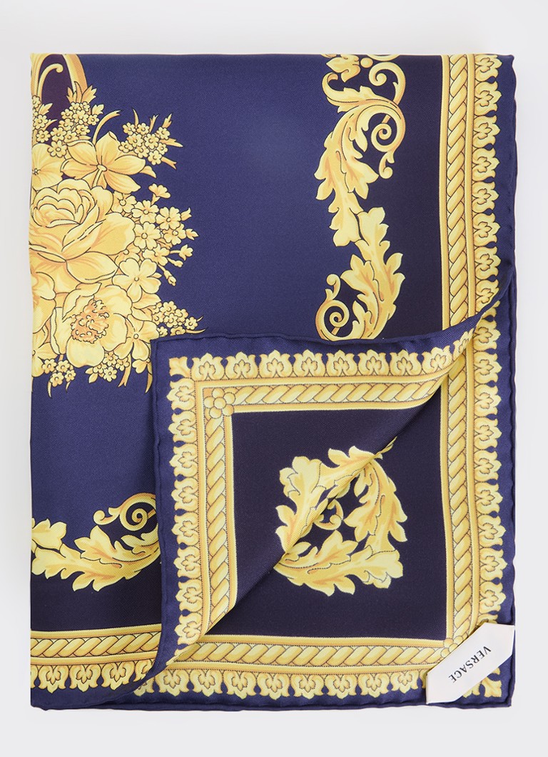 Versace Dames Sjaal van zijde 90 x 90 cm in de kleur Donkerblauw, maat: ONE SIZE