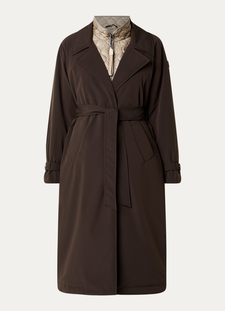 Creenstone Dames Gyta gewatteerde trenchcoat met afneembare kraag in de kleur Chocoladebruin, maat: 46